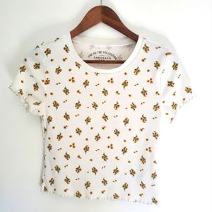 Aero Floral Ribbed Shrunken Tee Large